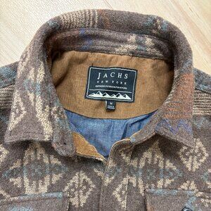 Jachs New York Brown Aztec Pattern Insualted Shirt Jacket Wool Blend Mens Medium